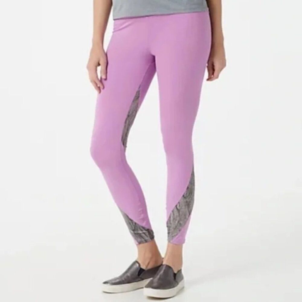 NWOT Soulgani Twin Soul Active Leggings Purple/Gray in Size M